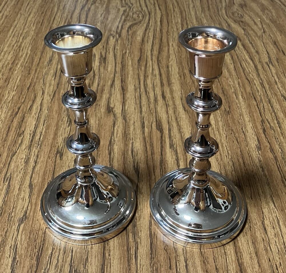 Silver Plated Zinc 6” Candlesticks Candleholders for Taper Candles England